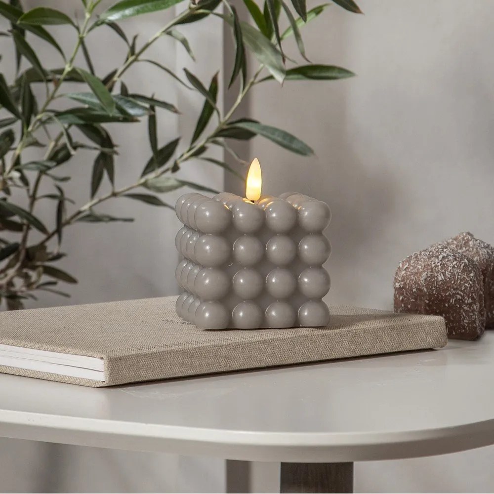 Lumânare cu LED din ceară gri Star Trading Flamme Dot, înălțime 9,5 cm