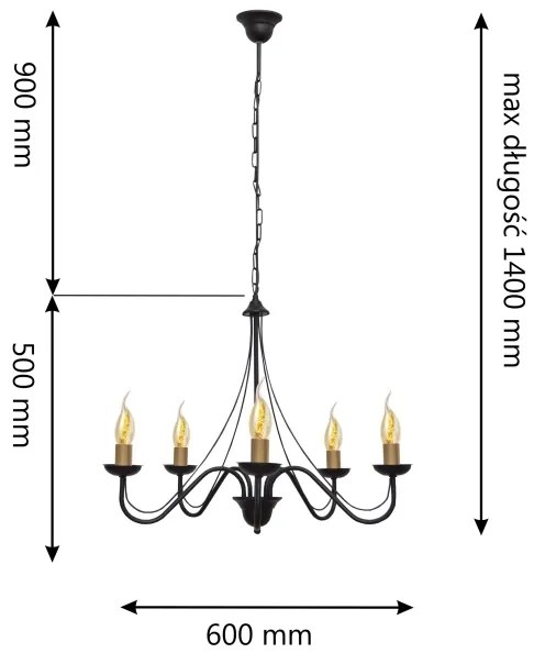 Lustră pe lanț MALBO 5xE14/60W/230V