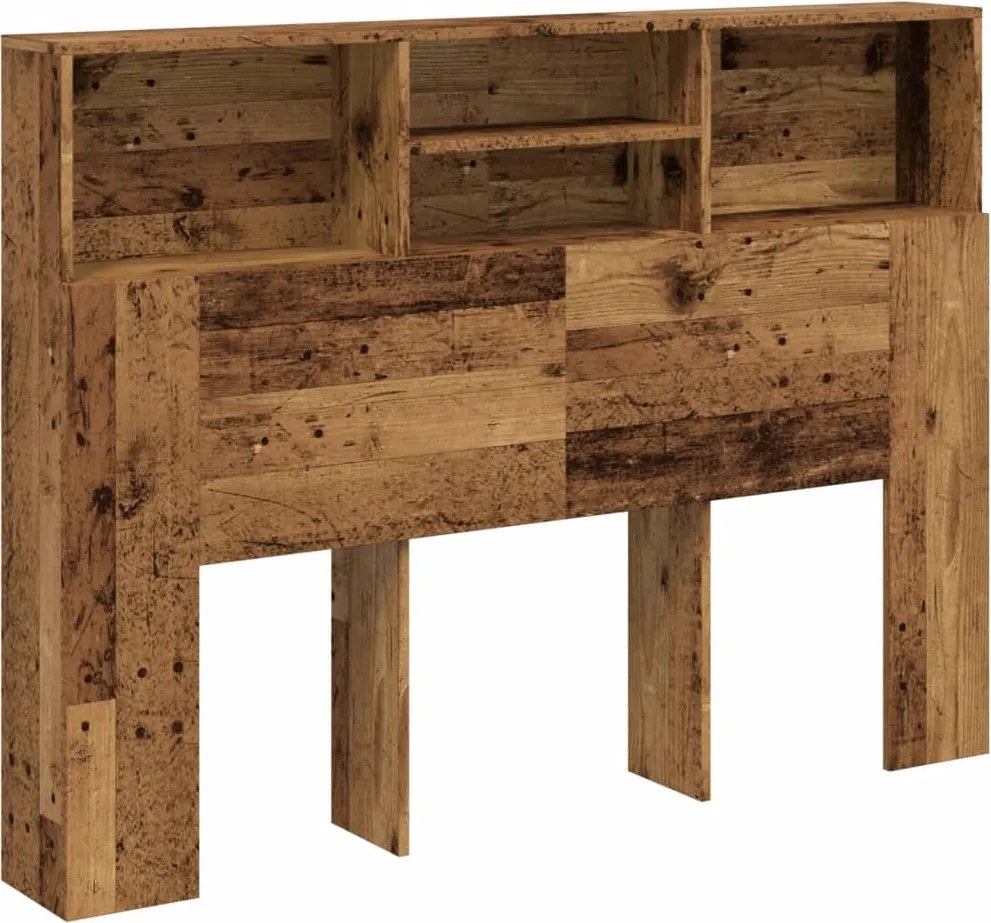 vidaXL Tăblie de pat cu dulap, lemn vechi, 140x19x103,5 cm