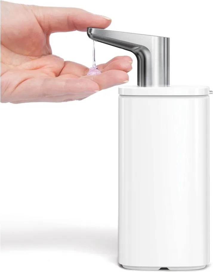 Dozator de săpun lichid alb din oțel 295 ml Pulse – simplehuman