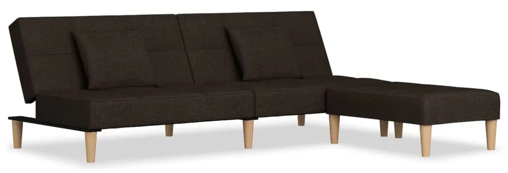 3080604 vidaXL Canapea extensibilă 2 locuri,2 perne&taburet maro închis textil