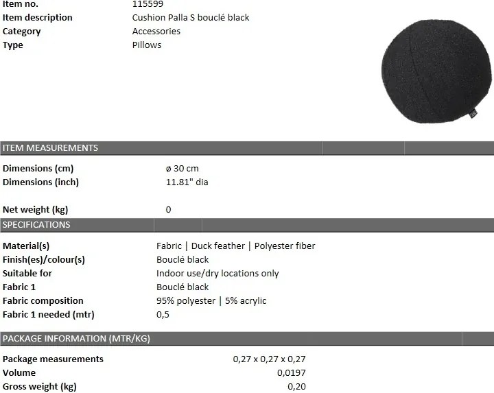 Perna decorativa LUX Palla S, boucle negru 115599 HZ