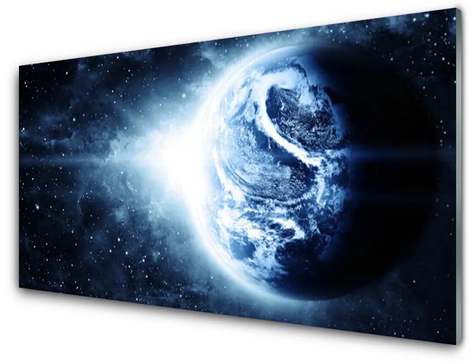 Tablou pe sticla Globe Universul Negru Albastru Alb