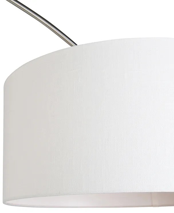 Lampă cu arc din oțel cu abajur din stofă alb 50/50/25 reglabil - XXL
