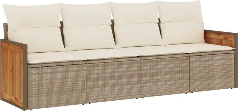 vidaXL Set canapele de grădină, 4 piese, cu perne, bej, poliratan