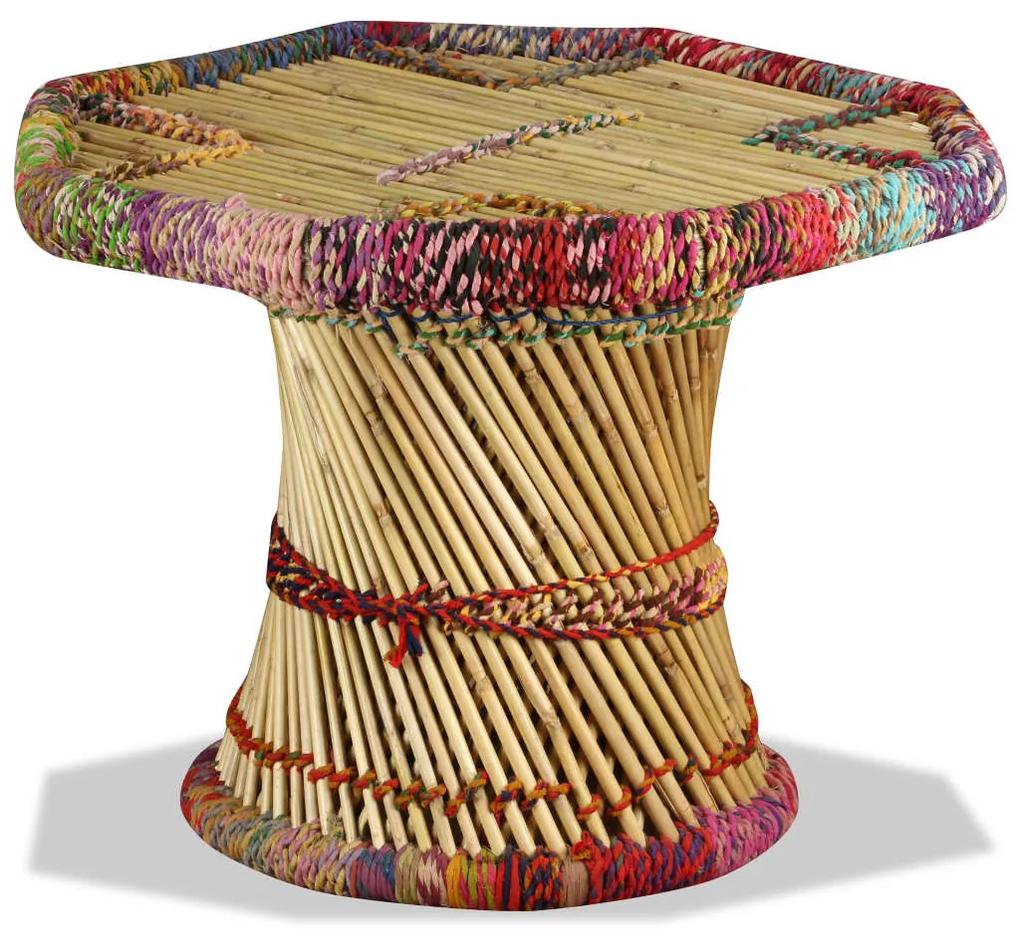 244214 vidaXL Măsuță de cafea, bambus, cu detalii chindi, multicolor