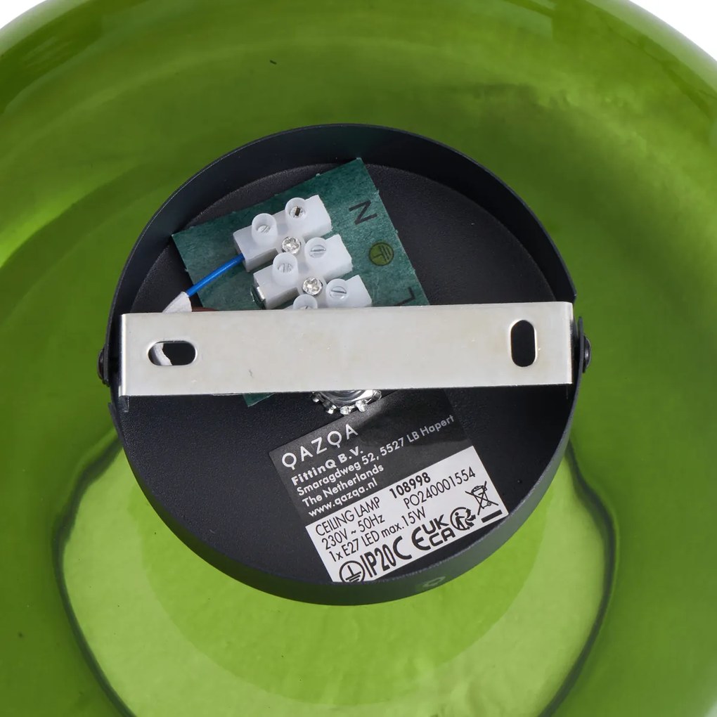 Plafonieră retro neagră cu sticlă verde - Bizle