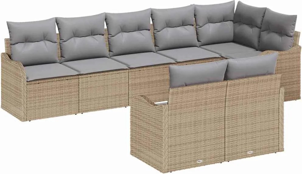 vidaXL Set de canapele pentru grădină 8 pcs Beige și gri deschis