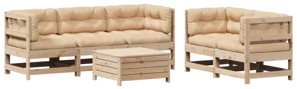 3250808 vidaXL Set mobilier de grădină cu perne, 6 piese, lemn masiv de pin