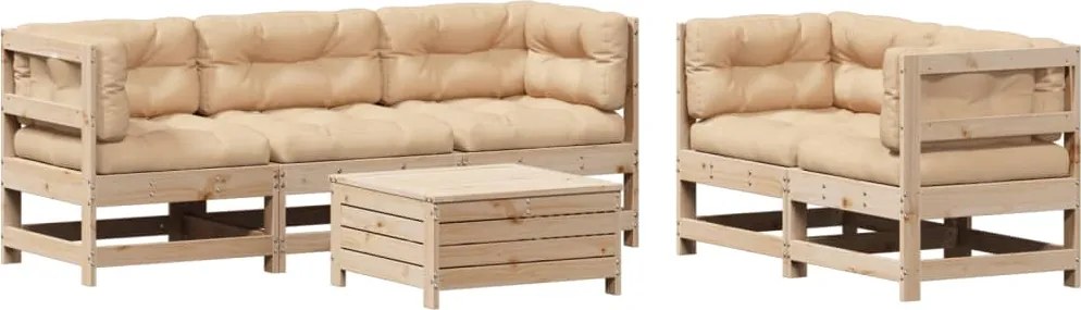 vidaXL Set mobilier de grădină cu perne, 6 piese, lemn masiv de pin