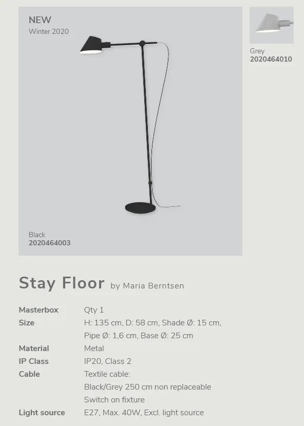 Lampa de podea multifunctionala Stay negru 2020464003 DFTP