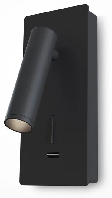 Aplica de perete cu spot LED directionabil si port USB Mirax negru