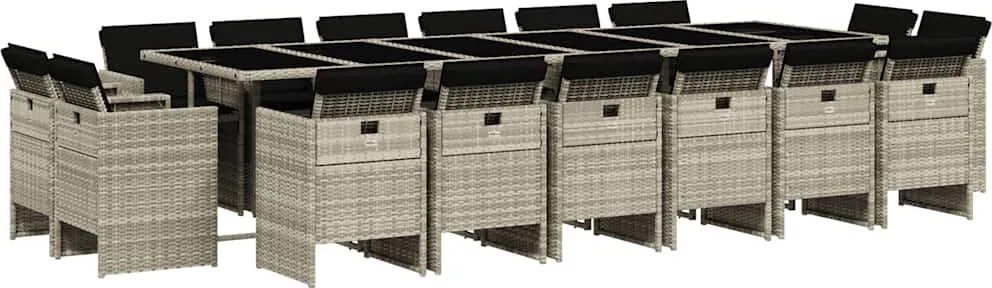 vidaXL Set mobilier de grădină cu perne 17 piese gri deschis poliratan