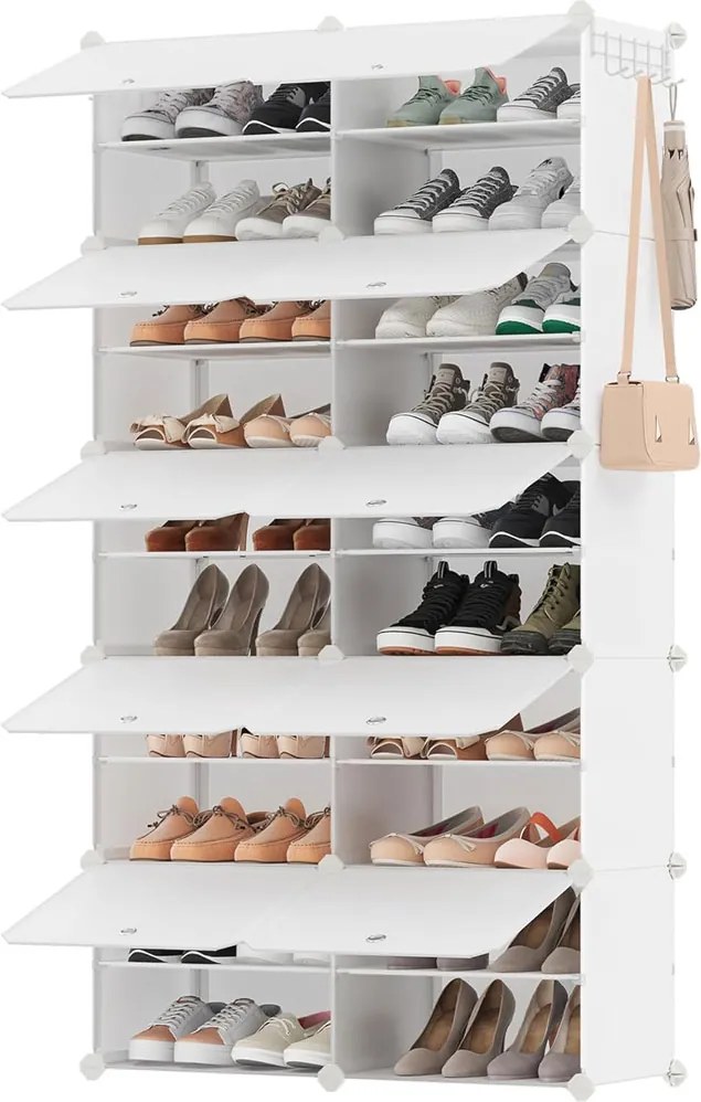 Organizator pentru pantofi KIMBERLY, 10 compartimente, alb/transparent SongmicsHome