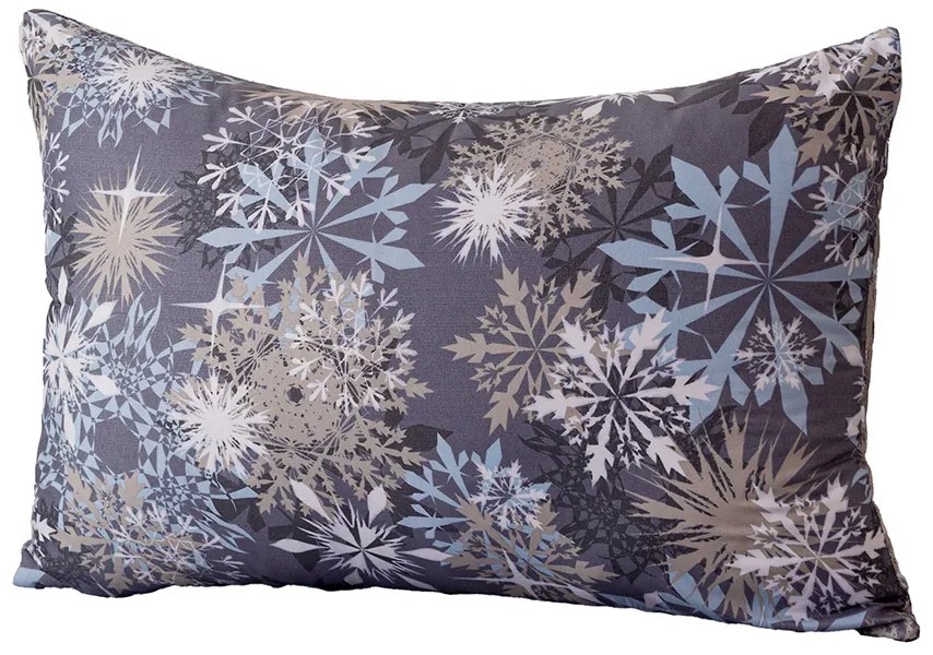 Set 2 bucati huse decorative pentru perna SNOWFLAKE 50x70cm, albastru-gri