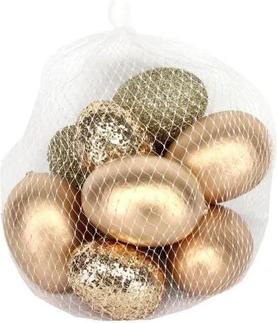 Set 10 Decoratiuni Egg - Auriu mat / Sclipici