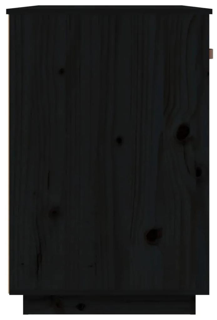 Birou, negru, 95x50x75 cm, lemn masiv de pin Negru