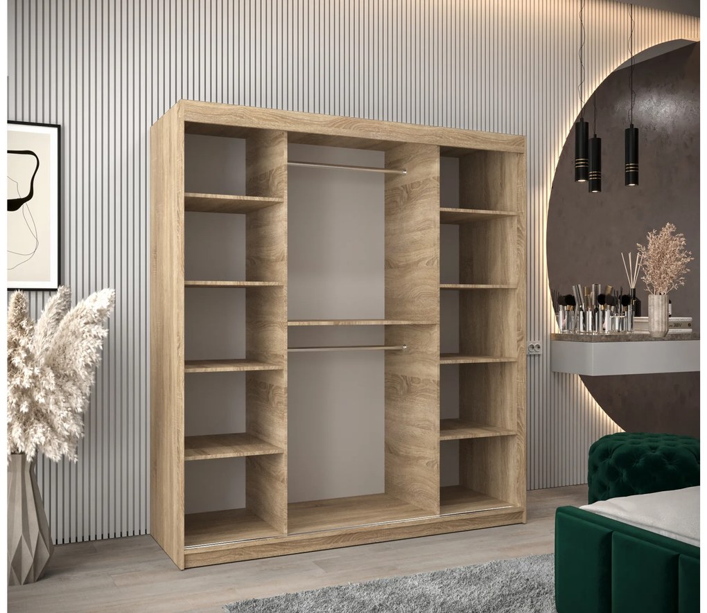 Dulap de haine 180 cm Toki 2 (stejar sonoma + negru mat). 1065011