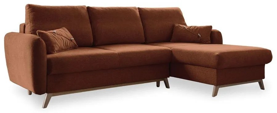 Colțar extensibil cu șezlong pe partea dreaptă Miuform Scandic Lagom, portocaliu cărămiziu