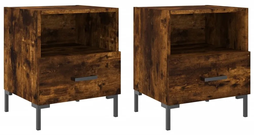 vidaXL Noptiere, 2 buc., stejar fumuriu, 40x35x47,5 cm, lemn compozit