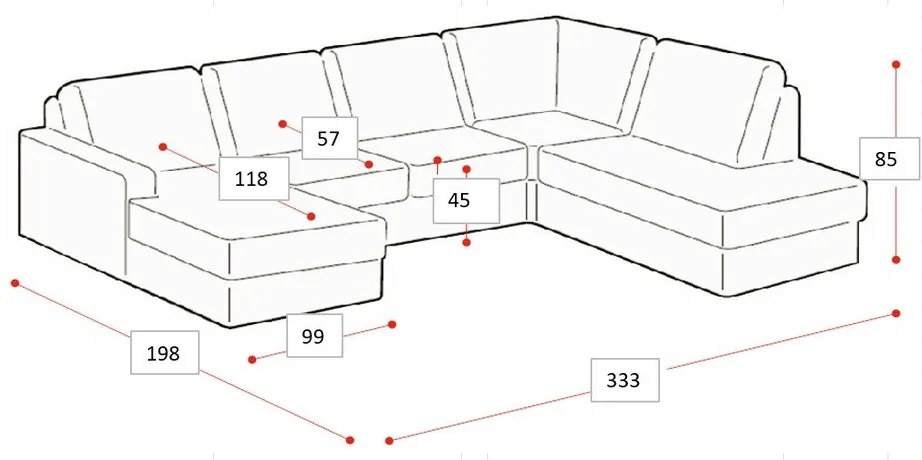 Colțar gri antracit cu tapițerie din chenille (cu colț pe partea dreaptă/în formă de "U") Fabian – Scandic