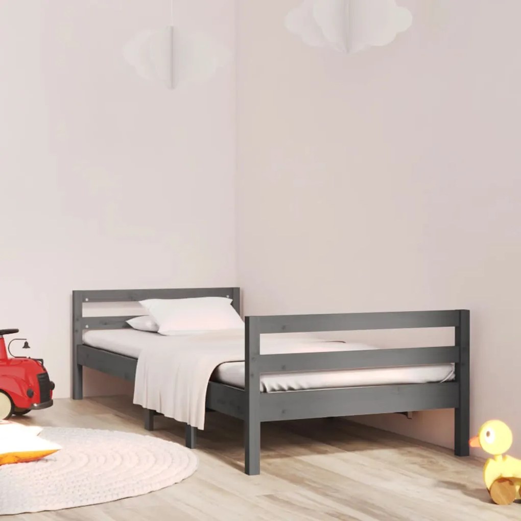 vidaXL Cadru de pat, gri, 75x190 cm, lemn masiv de pin