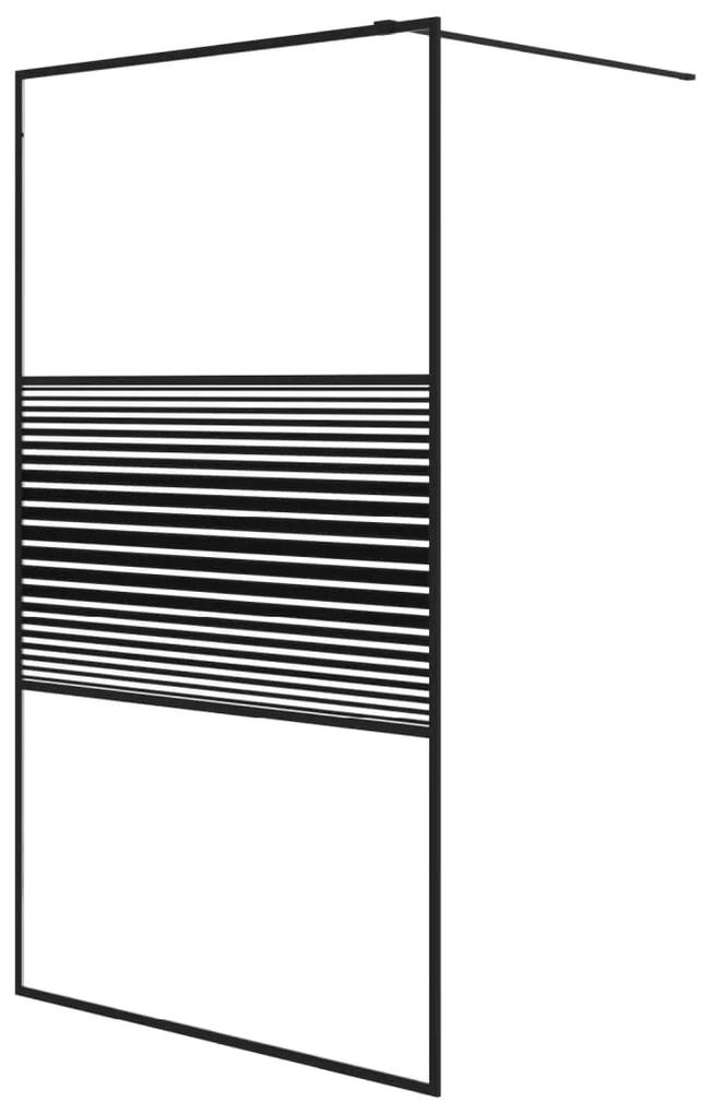 Paravan de dus walk-in negru 115x195 cm sticla ESG transparenta Negru, 115 x 195 cm, Cu dungi
