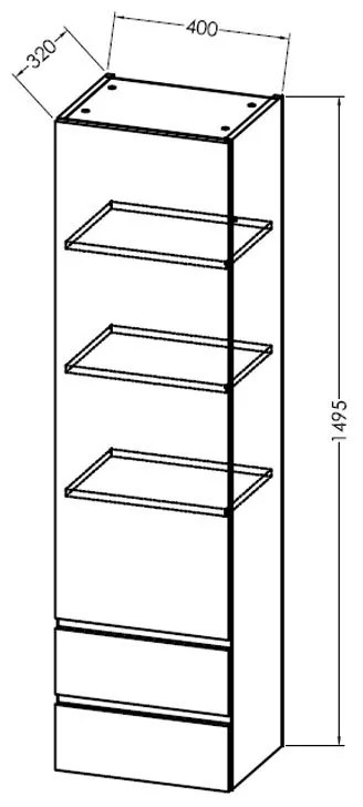 Dulap inalt cu 1 usa si 2 sertare, Kolpasan, Naomi, 149,5 cm, natural wood