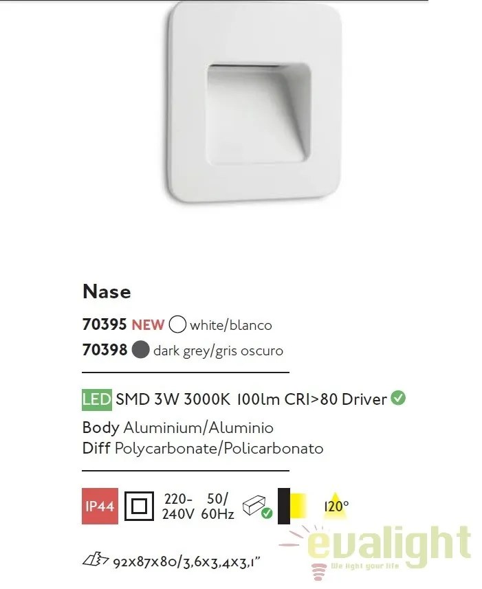 SPOT LED INCASTRABIL DE EXTERIOR NASE-1 alb 70395