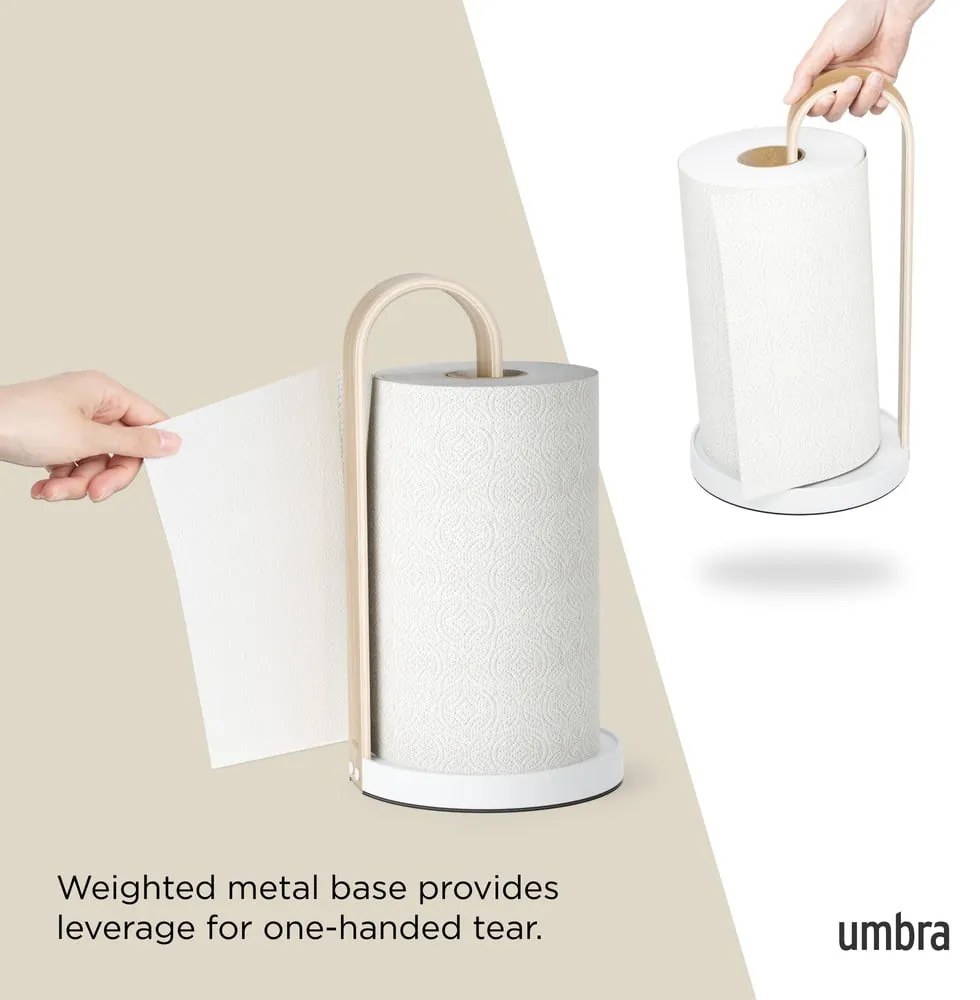 Suport vertical pentru prosoape de bucătărie din hârtie alb din lemn ø 17 cm Bellwood – Umbra