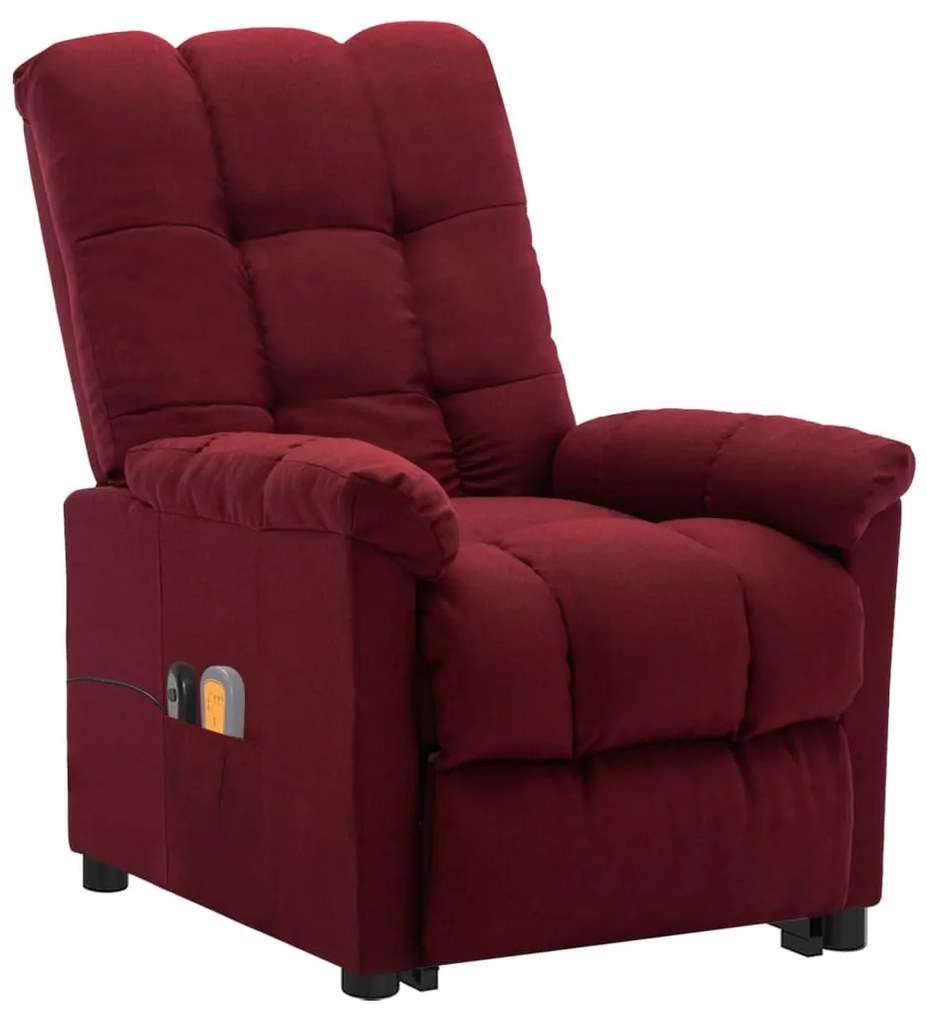 3100355 vidaXL Fotoliu de masaj cu ridicare, roșu vin, material textil