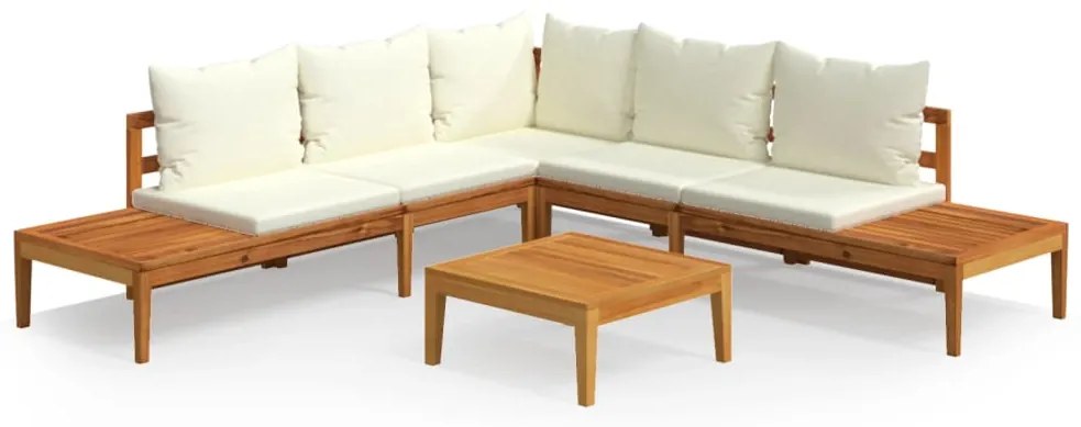 3087266 vidaXL Set mobilier grădină perne alb/crem, 4 piese, lemn de acacia