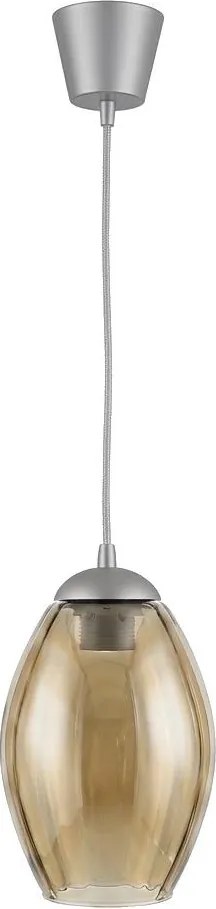 Brilagi - Lustră LED pe cablu GLASS 1xE27/60W/230V Ø 17 cm argintiu/bej fumuriu