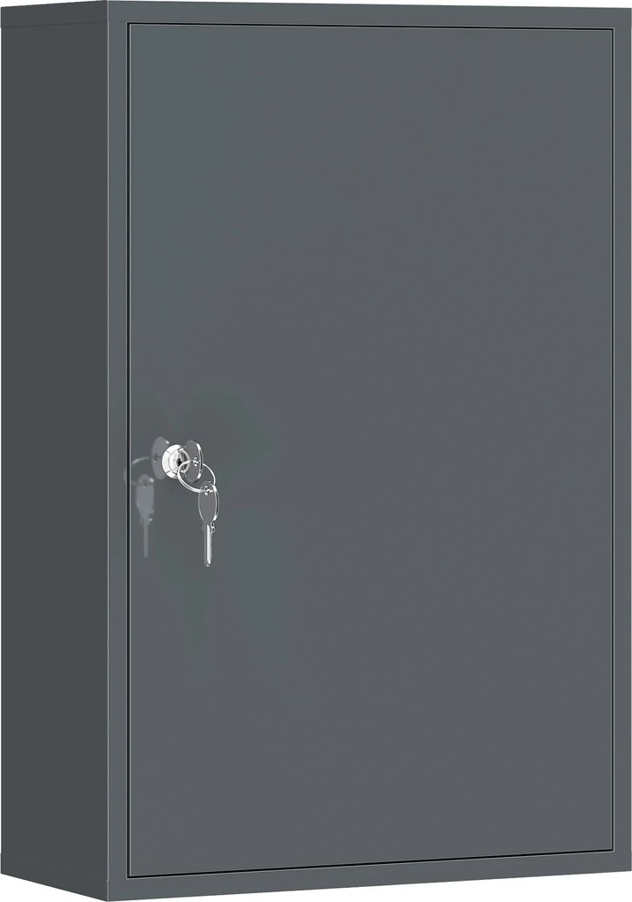 kleankin Dulap medical de perete, dulap pentru baie cu 3 rafturi, 2 chei, 40 x 18 x 60 cm, Gri | Aosom Romania