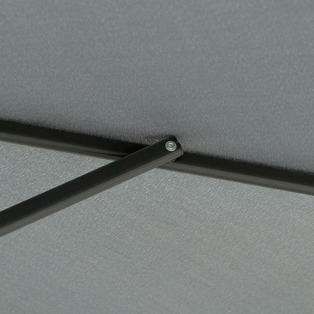 Outsunny Umbrelă cu braț lateral Ø293cm umbrelă de soare cu levier lateral, bază în cruce, protecție la vânt, rezistentă la apă Gri închis | Aosom Romania
