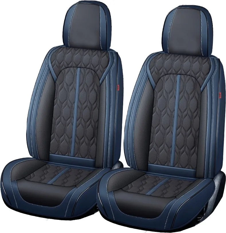 Set huse scaune Premium 5 Locuri Carguard Deluxe Piele Ecologică Perforată - Albastru Inchis - Negru - protecție interior