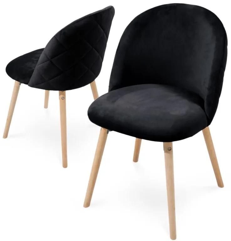 Set de scaune de masă din catifea, 2 buc - negru