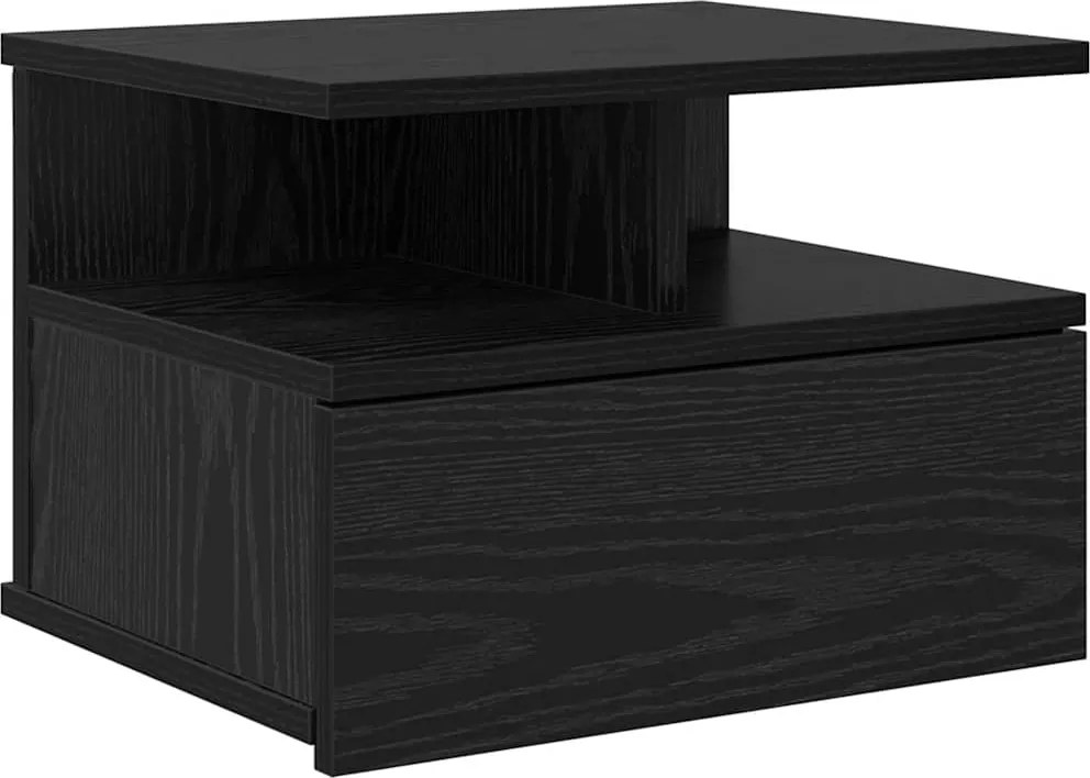 vidaXL Noptieră Suspendată Stejar Negru 40 x 31 x 28 cm Lemn compozit