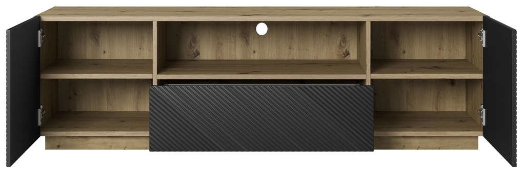 Comodă TV cu sertar și nișă Asha 167 cm - stejar artisan / negru mat