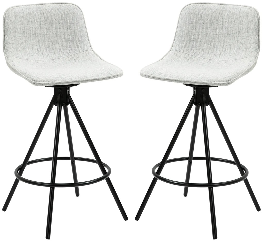 HOMCOM Set de 2 Taburete Înalte pentru Bucătărie cu Șezut Rotativ, Taburete de Bar Tapițate, 41,5x47,5x90 cm, Gri Deschis | Aosom Romania