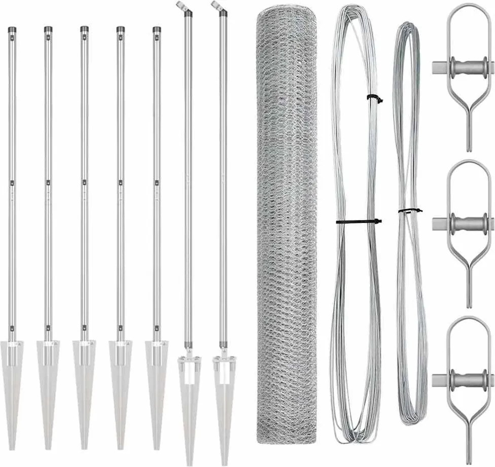 vidaXL Stâlp de gard. Argintiu 10 x 1,2 m (plasă de 13 mm) Oțel