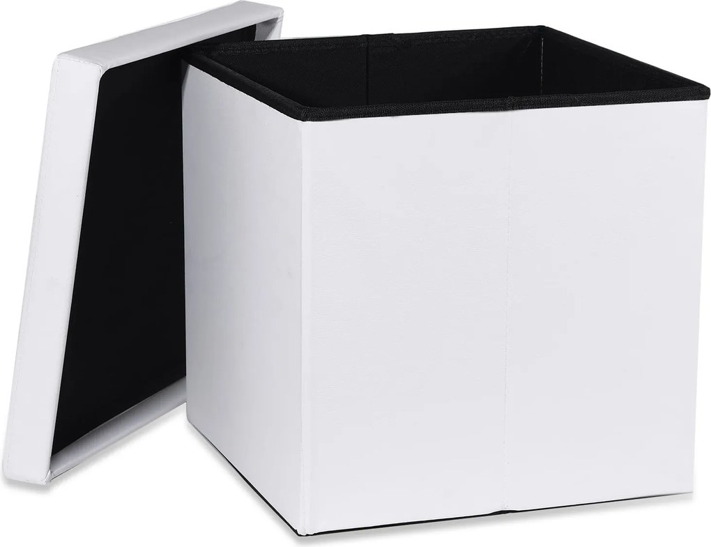 PROMOTIE Taburet pliabil alb ZAREX L din piele ecologica calitatea a II-a