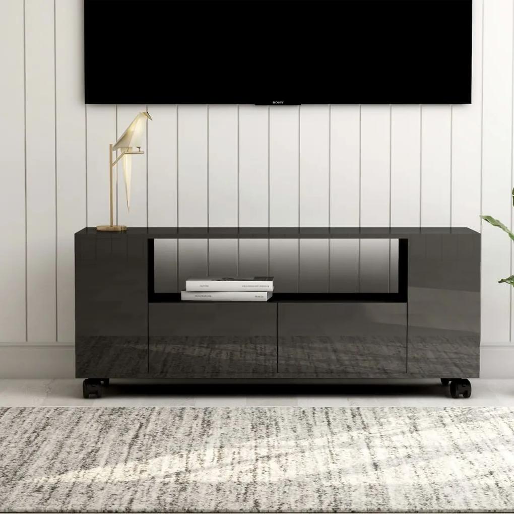 801354 vidaXL Comodă TV, gri extralucios, 120x35x48 cm, lemn prelucrat