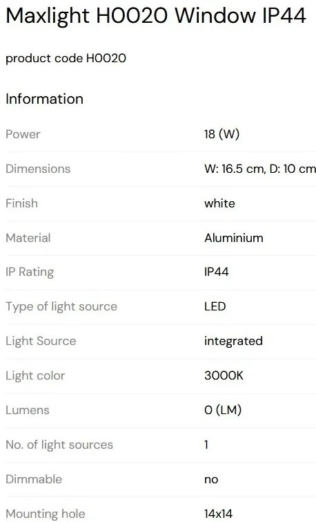 Spot incastrabil LED baie cu protectie IP44, Window