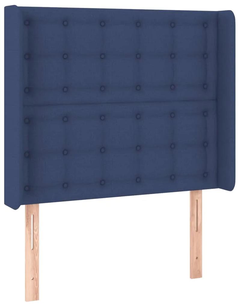 Tablie de pat cu LED, albastru, 103x16x118 128 cm, textil 1, Albastru, 103 x 16 x 118 128 cm