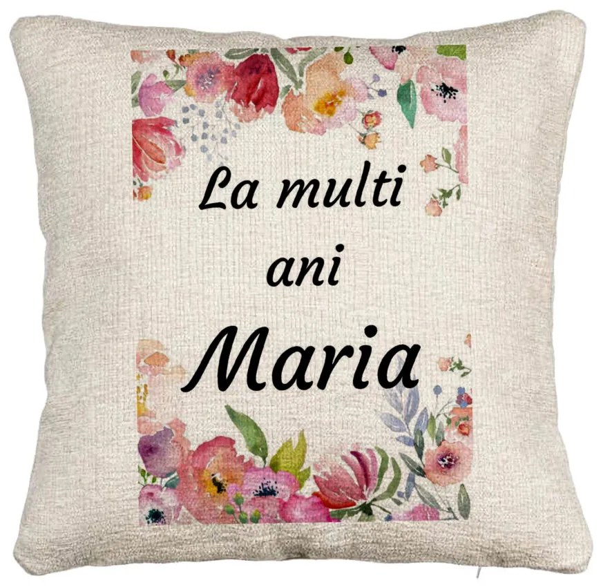 Perna Decorativa Canapea, Model La multi ani Maria 2, 40x40 cm, Cu fermoar