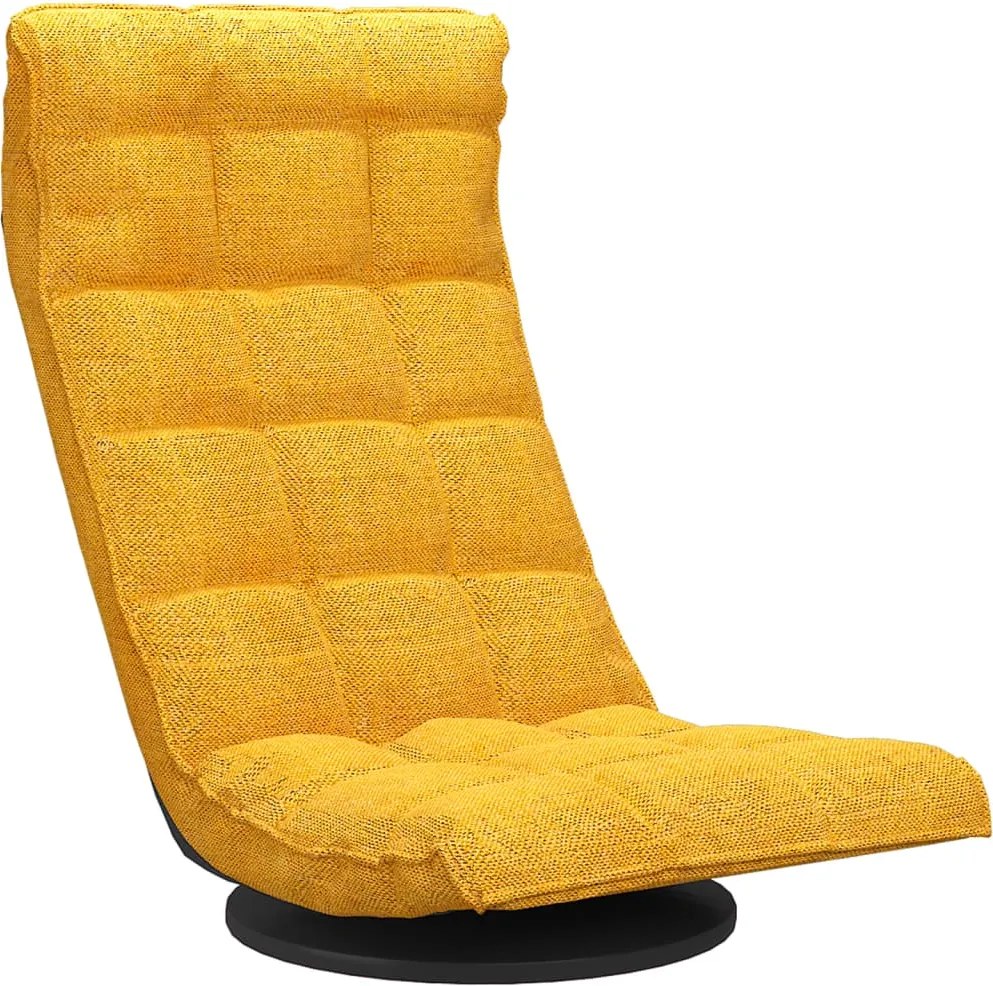 vidaXL Scaun de podea pivotant, galben muștar, material textil