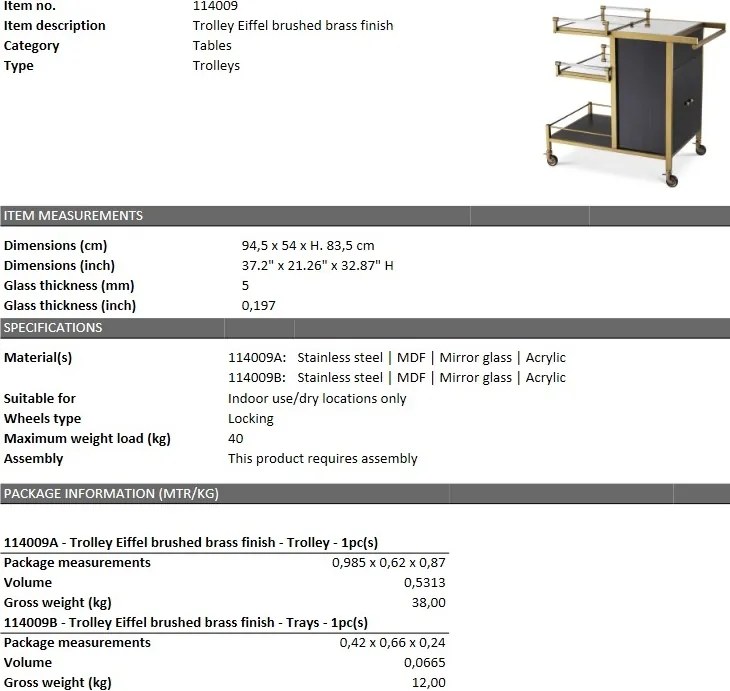 Gheridon design LUX Eiffel, alama periata 114009 HZ