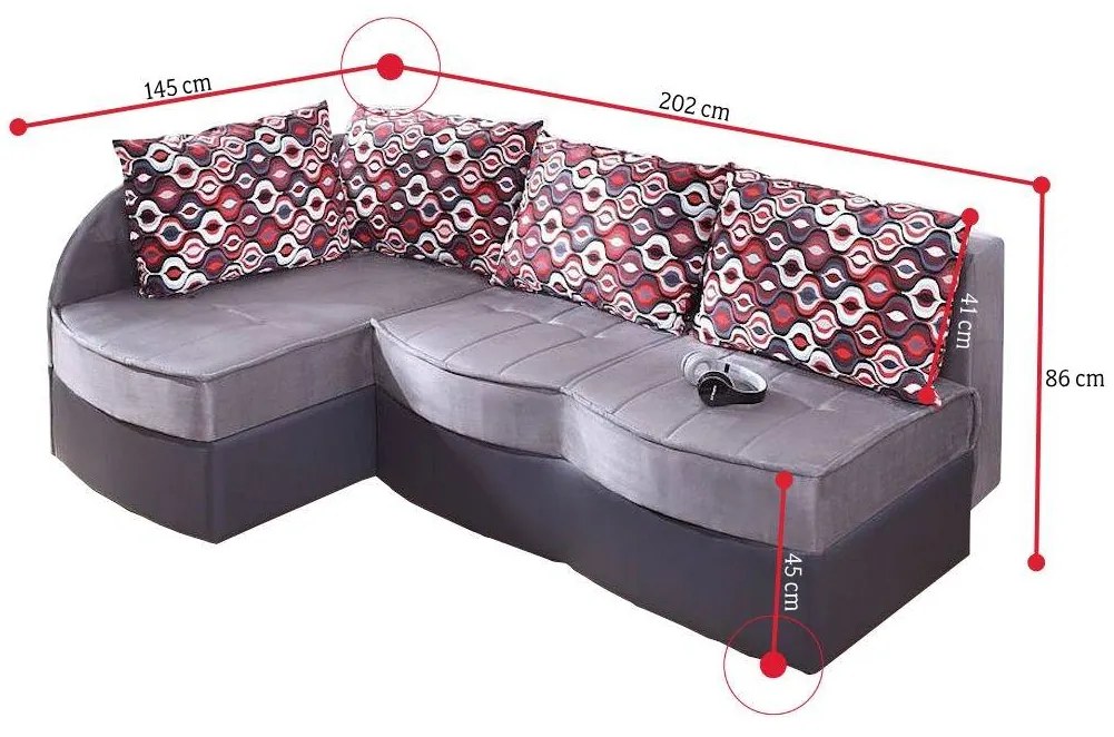 Expedo Colțar extensibil FIGARO, 86x202x145, Alcala 22/Soft 20, tkanina NR1, colţ stânga