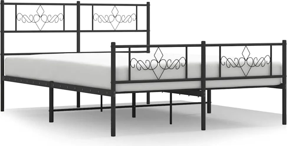 vidaXL Cadru pat metalic cu tăblie de cap/picioare, negru, 150x200 cm